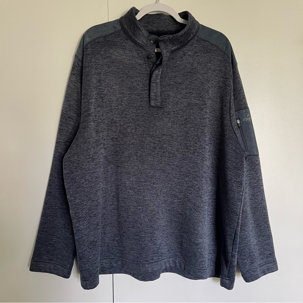 Greg Norman 1/4 Button Mockneck Sweater Charcoal Grey size XXL